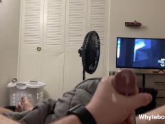 Horny White boy fucks his Pocket pussy and Cums all over himself!