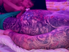 18-year-old girl gives 80-year-old man a deep blowjob with cum in mouth and swallows cum