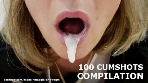 100 keer ingeslikt COMPILATIE, Pijpen, Cumshot, Orale creampie, Zaadlozing in mond, Facial