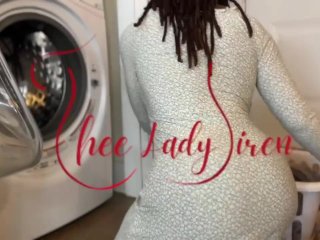 Ebony MILF Gets Loaded with BWC Cum While Doing Laundry