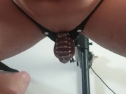 Preview 5 of Handsfree Fuckmachine Squirt Assgasm with Pup Caged Bitch Cock