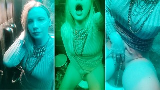 Slutty Minx Pissing and Fondling Pussy in the Public Toilet at the Club
