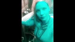 Slutty Minx Pissing and Fondling Pussy in the Public Toilet at the Club