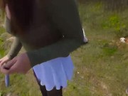 Preview 2 of [Skirt Bottom] I wear a see-through skirt and masturbate in front of a fishing man.