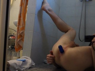 Double anal dildo fully swallowed