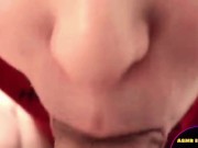 Preview 4 of Extreme close-up of my first attempt at deep throat with huge ASMR oral creampie