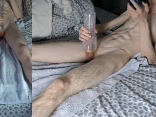 Fleshlight трахается на моей кровати