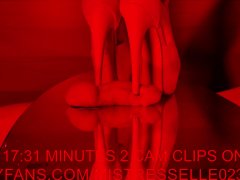 Mistress Elle in suede pep toe high heels crush cock under red light