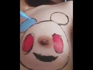 reality, teen, small tits, body painting