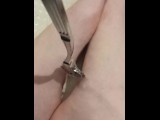 Kinky painful Foot fetish footplay pricking my cute for you feet
