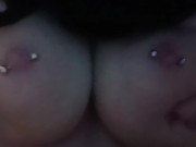 Preview 6 of Watch sexy me bouncing playing with my perky hot pierced tits breast play jiggling pierced nipples