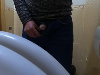 public toilet, solo male, exclusive, masturbation