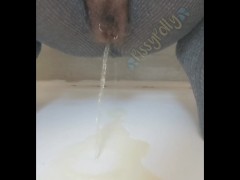 Hairy slut pisses in crotchless tights | PissyPolly