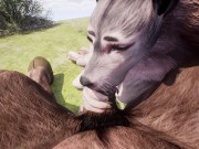 Preview 1 of Furry Wolfgirl's holes are Stretched by Large Cock Minotaur Yiff PoV 3D Hentai