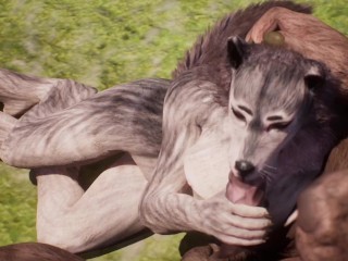 Les Trous De Furry Wolfgirl Sont étirés Par Une Grosse Bite Minotaur Yiff PoV 3D Hentai