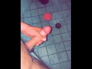 White Cock Cum Shot in the Shower Short Video Massive Dick