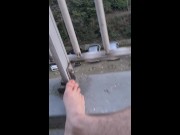 Preview 4 of Daring nude masturbation on public balcony
