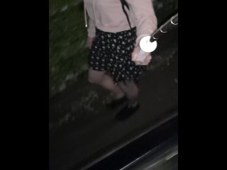 Crossdresser out for a long walk