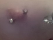 Preview 2 of Pricking my pierced tits with kinky painful pinwheel all over my sensitive nipple piercings