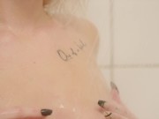 Preview 1 of Hot blond Norwegian girl showing off her body in the shower.
