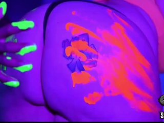 Big Booty Neon paint spanking w/ Nikki Cakes