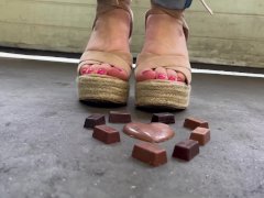 Wedges stepping on chocolate 😈 trailer/preview. JuliaApril @ onlyfans
