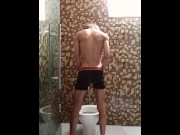 Preview 6 of Morning pee for you! Hot Curly Haired teen taking a piss.