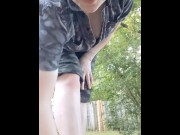 Preview 2 of getting filthy outdoors- stripping, fingering, cumming outside in the backyard squirting