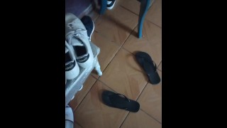 Black sandálias adoração de pés