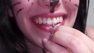 Giantess Relieves Tiny Man's Thirst