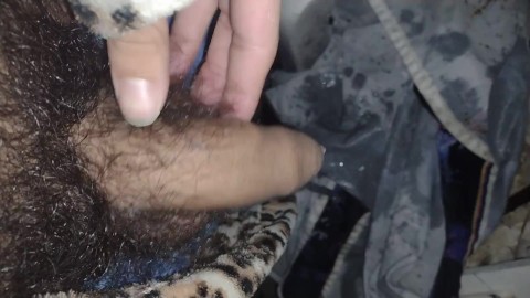 Hairy cock man Pees on old chair