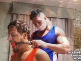 Samuel Hodecker in bondage tied up gagged Mike Bebecito fucking pulling hair