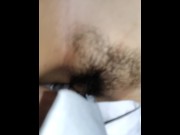 Preview 4 of Haru strips naked and has a very hairy pussy between her legs and she swallows the cum Part II. POV