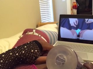 watching hentai, edging gooning, solo male, loud moaning orgasm
