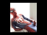 Preview 3 of exhibitionist spiderman cums from hotel window 💦
