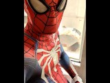 exhibitionist spiderman cums from hotel window 💦