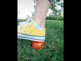Crushing Tomato with my Amazing Yellow Converse all Star