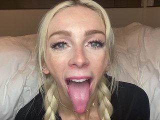 skinny blonde, face fucking, blowjob, spit on tits