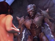 Preview 1 of Only monster cock can satisfy her - 3d hentai bitch called the demon to fuck her anus