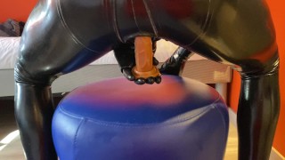 My Condom-Dildo-Equipped Anal And Penis Latex Catsuit
