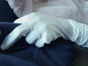 Preview 1 of Horny Lady Gives Handjob in Long Satin Gloves