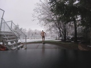 Me Stripping, Rolling in Snow, Shaking Dick in Cold Weather