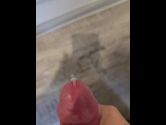 Stroking and blasting thick white cum solo