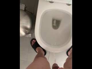 Hairy Asian Top taking a Piss