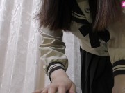 Preview 2 of [ASMR] Intercrural sex with lotion while wearing thin pantyhose [Uniform] POV Japanese Hentai school