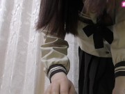 Preview 3 of [ASMR] Intercrural sex with lotion while wearing thin pantyhose [Uniform] POV Japanese Hentai school