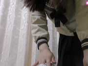 Preview 4 of [ASMR] Intercrural sex with lotion while wearing thin pantyhose [Uniform] POV Japanese Hentai school