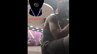 In the gym working out Maskedon