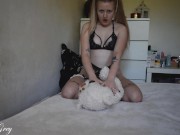 Preview 1 of Naughty girl is riding & rubbing pussy on a teddy bear