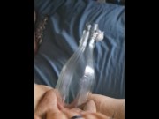 Preview 5 of Milf stuffing her pussy with a glass bottle POV